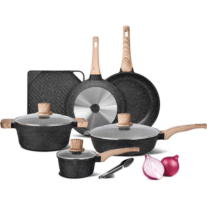 Caannasweis Pots And Pans Set Nonstick Cookware Sets Granite Frying